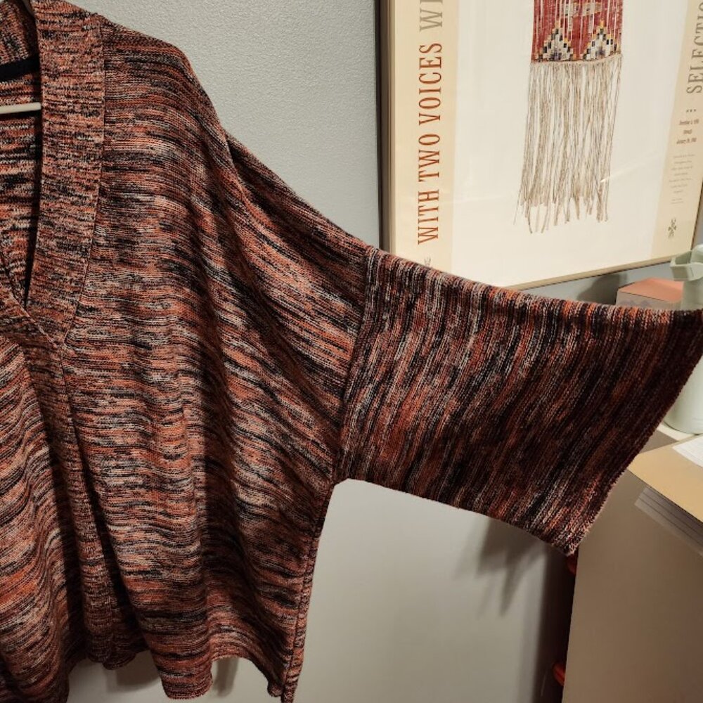 J. Jill Pure Jill Space Dyed V Neck Kimono Sleeve Sweater XLP Cotton - Picture 3 of 7